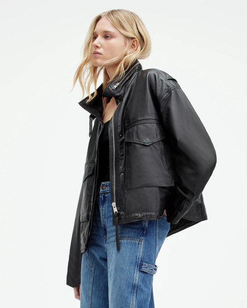  Allsaints Female Clay Oversized Leather Jacket, Size: S 