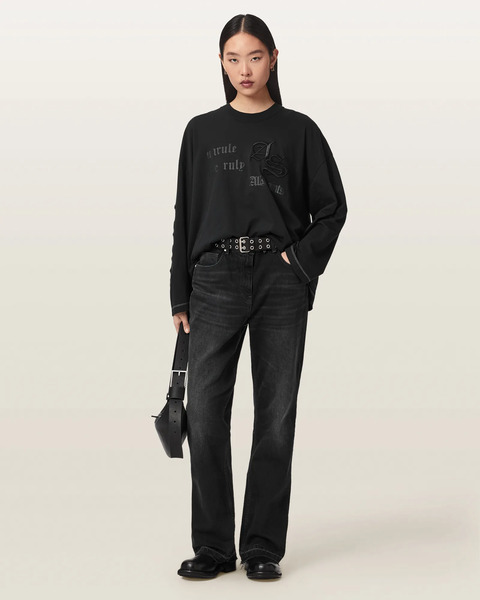  Allsaints Female Fable Mid Rise Bootcut Denim Jeans, Size: 25 
