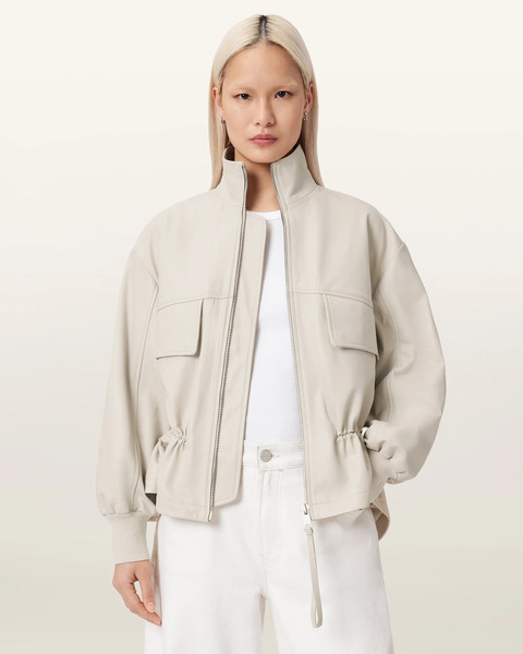  Allsaints Female Flor Leather Jacket, Size: 10 