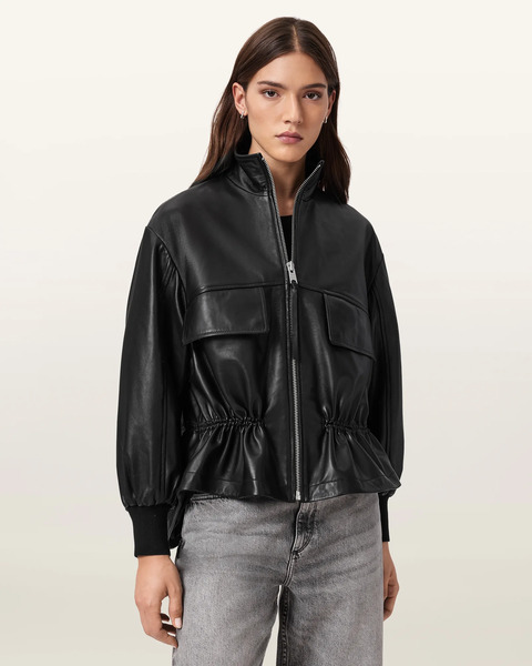  Allsaints Female Flor Leather Jacket, Size: 6 