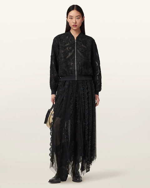  Allsaints Female Jade Embroidered Bomber Jacket, Size: 6 