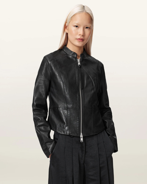  Allsaints Female Repurpose Sadler Leather Jacket, Size: 6 