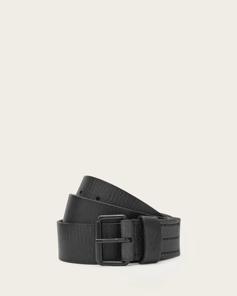  Allsaints Male Dunston Leather Embossed Belt, Size: 38 