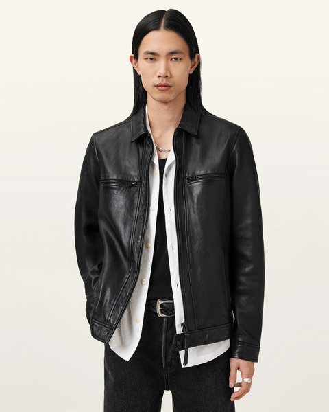  Allsaints Male Luck Leather Jacket, Size: Xs 