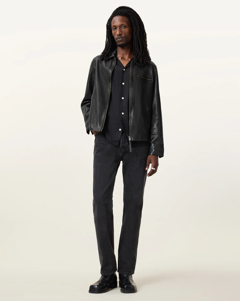  Allsaints Male Miller Leather Jacket, Size: M 