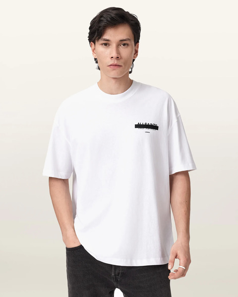  Allsaints Male Redact Oversized Embroidered Logo T Shirt, Size: L 