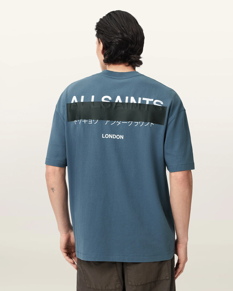  Allsaints Male Redact Oversized Embroidered Logo T Shirt, Size: Xs 