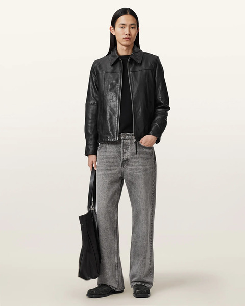  Allsaints Male Repurpose Tailored Leather Jacket, Size: Xs 