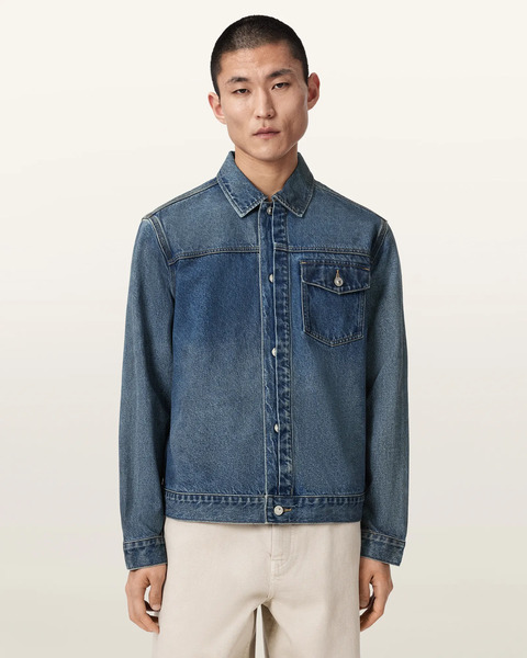  Allsaints Male Roth Regular Fit Denim Jacket, Size: Xxl 