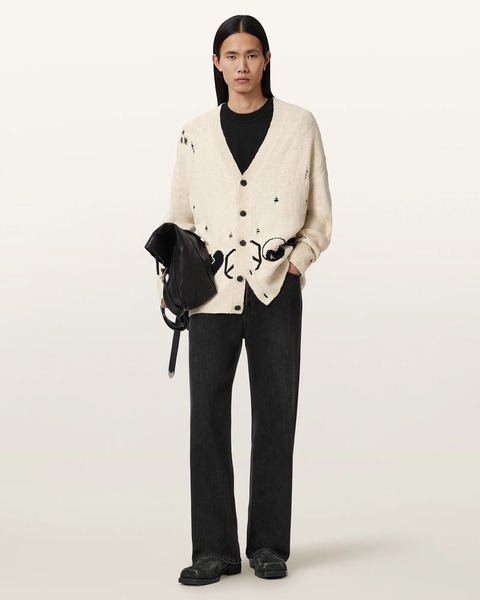  Allsaints Male Tabua Oversized Jacquard Cardigan, Size: S 