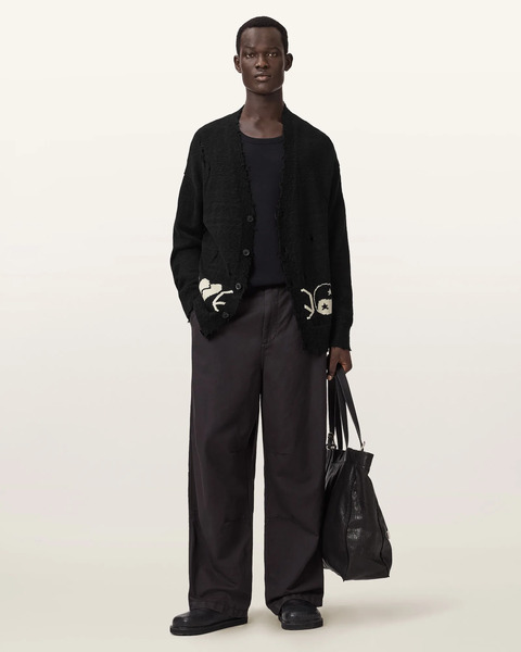  Allsaints Male Tabua Oversized Jacquard Cardigan, Size: Xs 