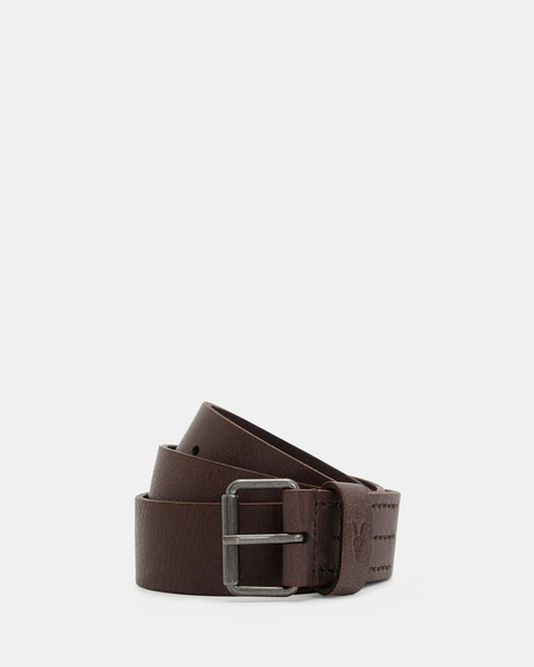  Allsaints Men's Dunston Leather Embossed Belt, Size: 32 