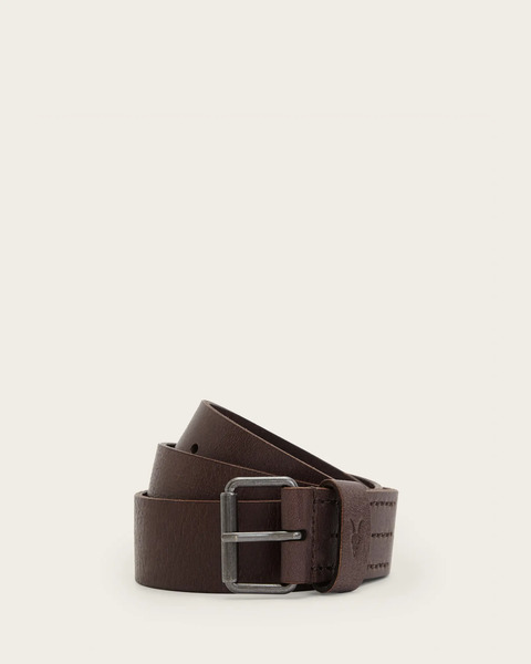  Allsaints Men's Dunston Leather Embossed Belt, Size: 36 