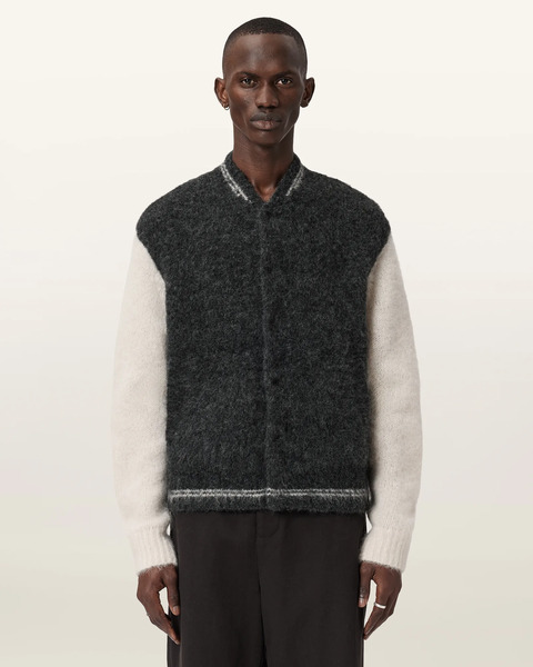 Allsaints Men's Jaque Oversized Varsity Cardigan, Size: Xs 