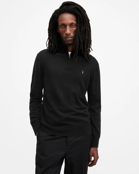  Allsaints Men's Kilburn Zip Funnel Neck Ramskull Jumper, Size: Xs 