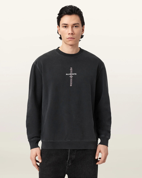  Allsaints Men's Knox Boxy Embroidered Sweatshirt, Size: Xs 