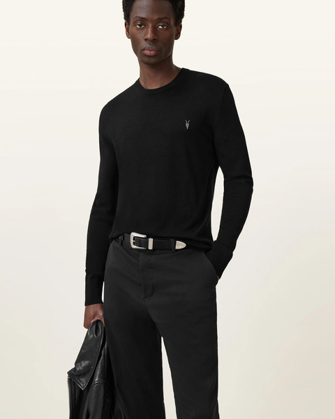  Allsaints Men's Mode Merino Crew Neck Ramskull Jumper, Size: L 
