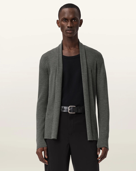  Allsaints Men's Mode Merino Ramskull Open Cardigan, Size: Xs 