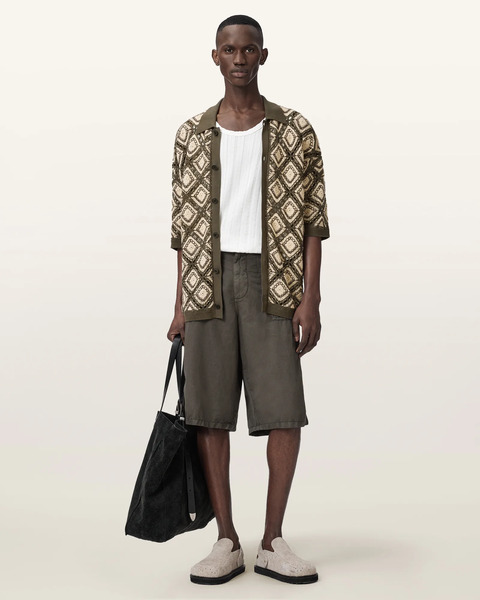  Allsaints Men's Morena Short Sleeve Collared Cardigan, Size: Xs 