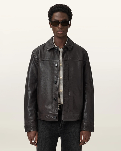  Allsaints Men's Nates Leather Jacket, Size: Xs 