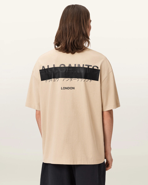  Allsaints Men's Redact Oversized Embroidered Logo T Shirt, Size: Xs 