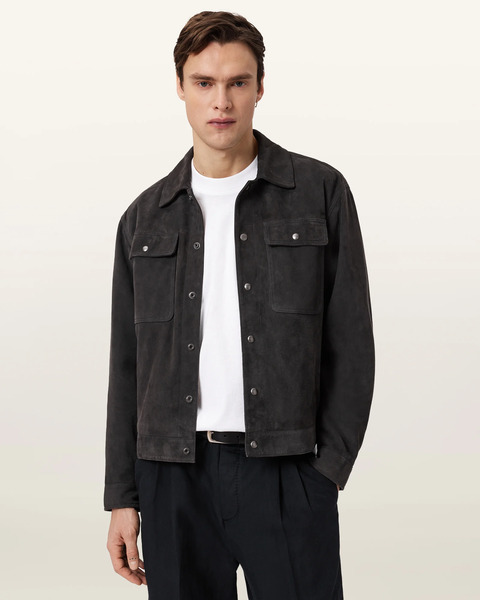  Allsaints Men's Shelton Leather Jacket, Size: Xs 