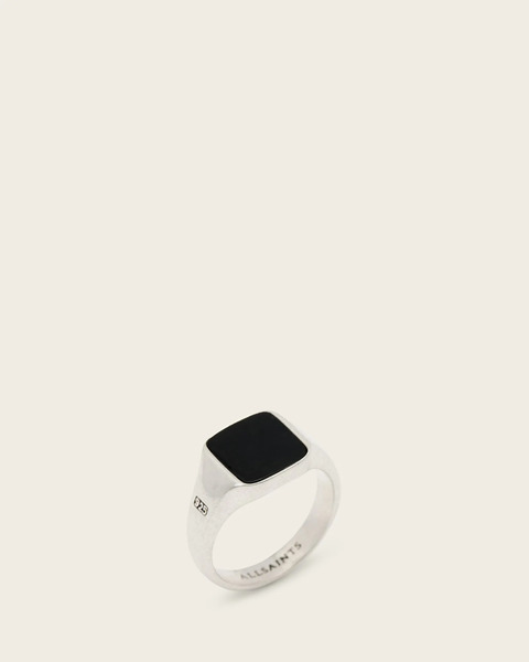  Allsaints Men's Spike Onyx Stone Ring, Size: S 