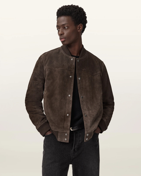  Allsaints Men's Stafford Leather Bomber Jacket, Size: Xs 