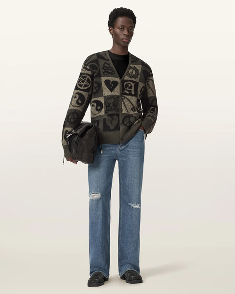  Allsaints Men's Travis Jacquard Cardigan, Size: Xs 