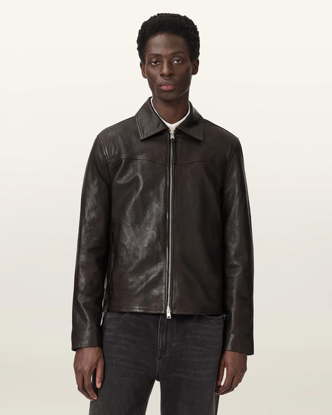  Allsaints Men's Tune Leather Biker Jacket, Size: Xs 