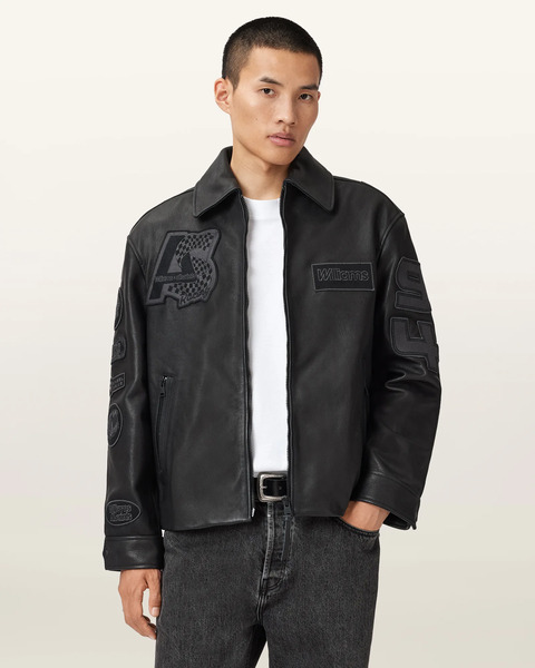  Allsaints Men's Williams X Allsaints Garrison Leather Jacket, Size: Xxl 