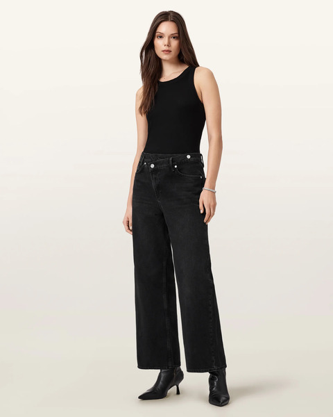  Allsaints Women's Aki Mid Rise Crossover Jeans, Size: 25 