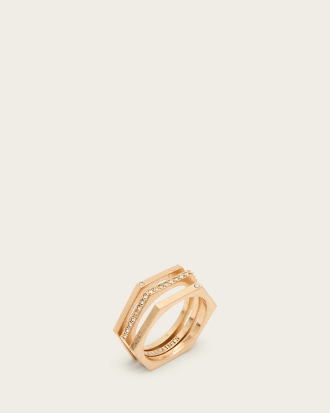  Allsaints Women's Bex Mixed Ring Set, Size: L 