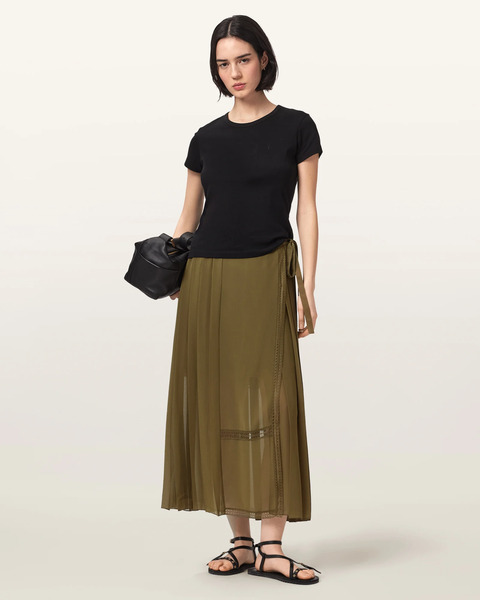  Allsaints Women's Clover Wrap Maxi Skirt, Size: 6 