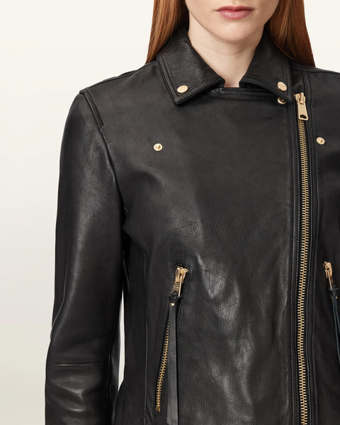  Allsaints Women's Dalby Slim Fit Leather Biker Jacket, Size: 12 