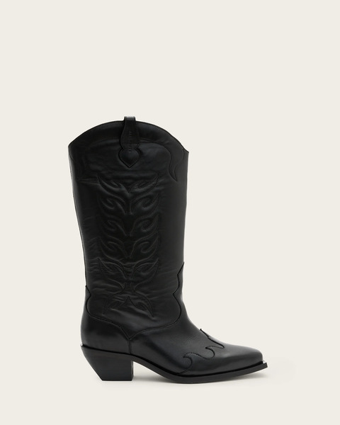  Allsaints Women's Dolly Western Leather Boots, Size: 7 