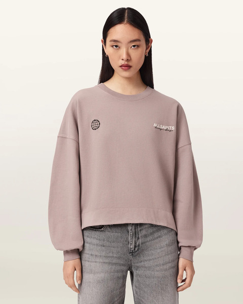  Allsaints Women's Emblem Oversized Lila Sweatshirt, Size: M 