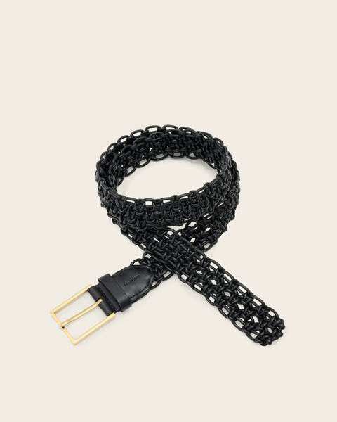 Allsaints Women's Ila Leather Woven Belt, Size: Xs/s 
