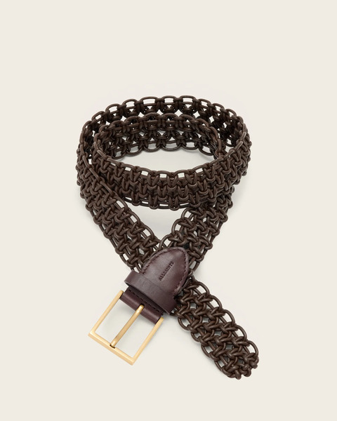  Allsaints Women's Ila Leather Woven Belt, Size: Xs/s 