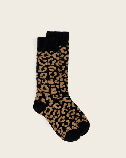  Allsaints Women's Leopard Print Wool Mix Boot Socks, Size: S/m 