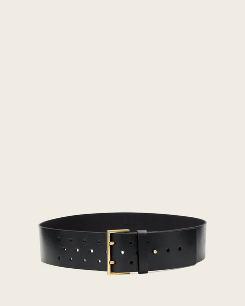  Allsaints Women's Lou Wide Leather Belt, Size: Xs 