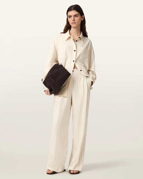  Allsaints Women's Olga Wide Leg Pleated Trousers, Size: 8 