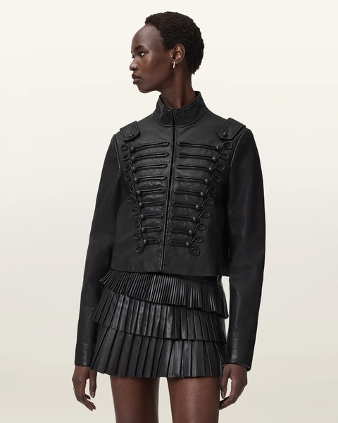  Allsaints Women's Rummy Cropped Leather Jacket, Size: 6 