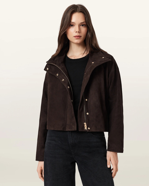  Allsaints Women's Ryder Suede Jacket, Size: M 