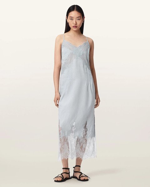  Allsaints Women's Samia Linen Lace Midi Dress, Size: 4 