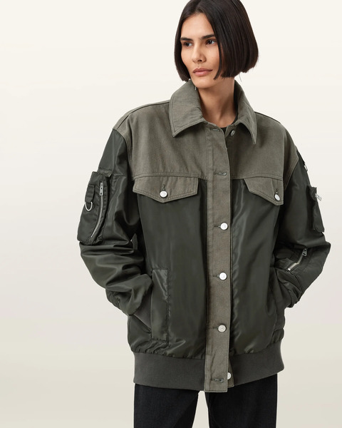  Allsaints Women's Verity Relaxed Fit Bomber Jacket, Size: 6 