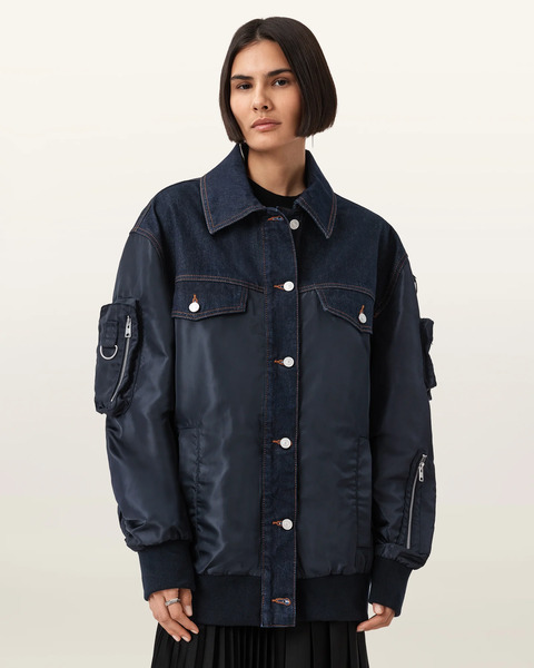  Allsaints Women's Verity Relaxed Fit Bomber Jacket, Size: 6 