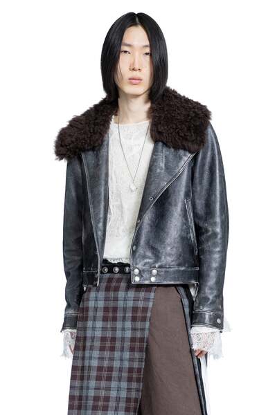  Binus Distressed Shearling Leather Jacket 