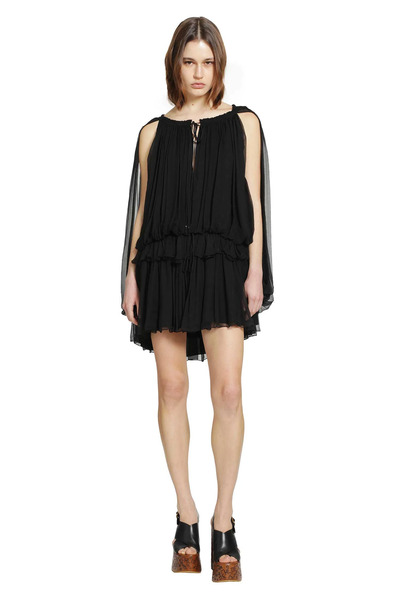  Silk Mousseline Mini Cape Dress 