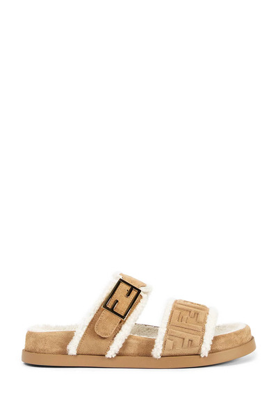  Ff Suede And Shearling Sandals 